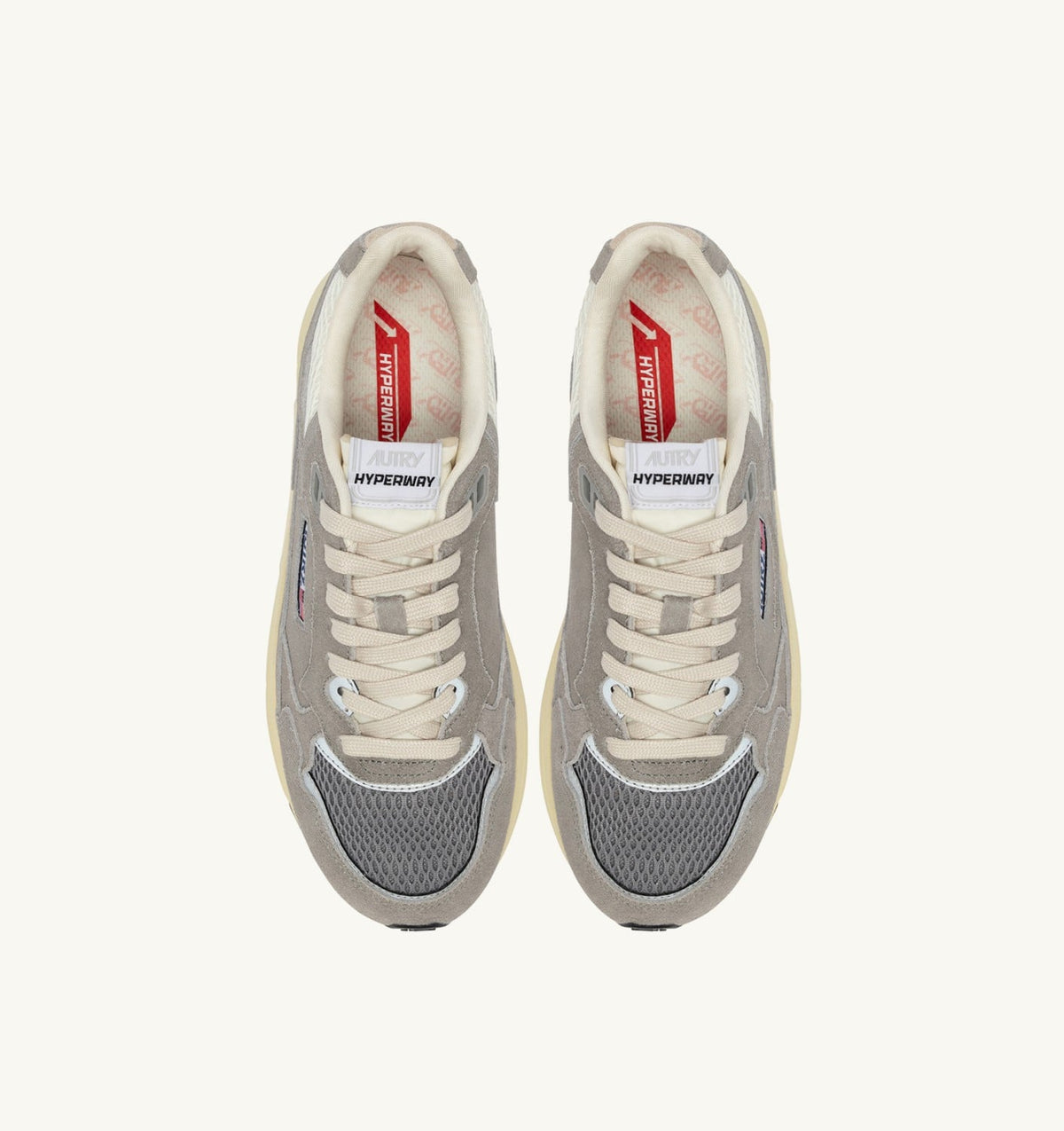 AUTRY Man HYPERWAY SNEAKERS IN MARSHMALLOW AND LEAD SUEDE AND MESH