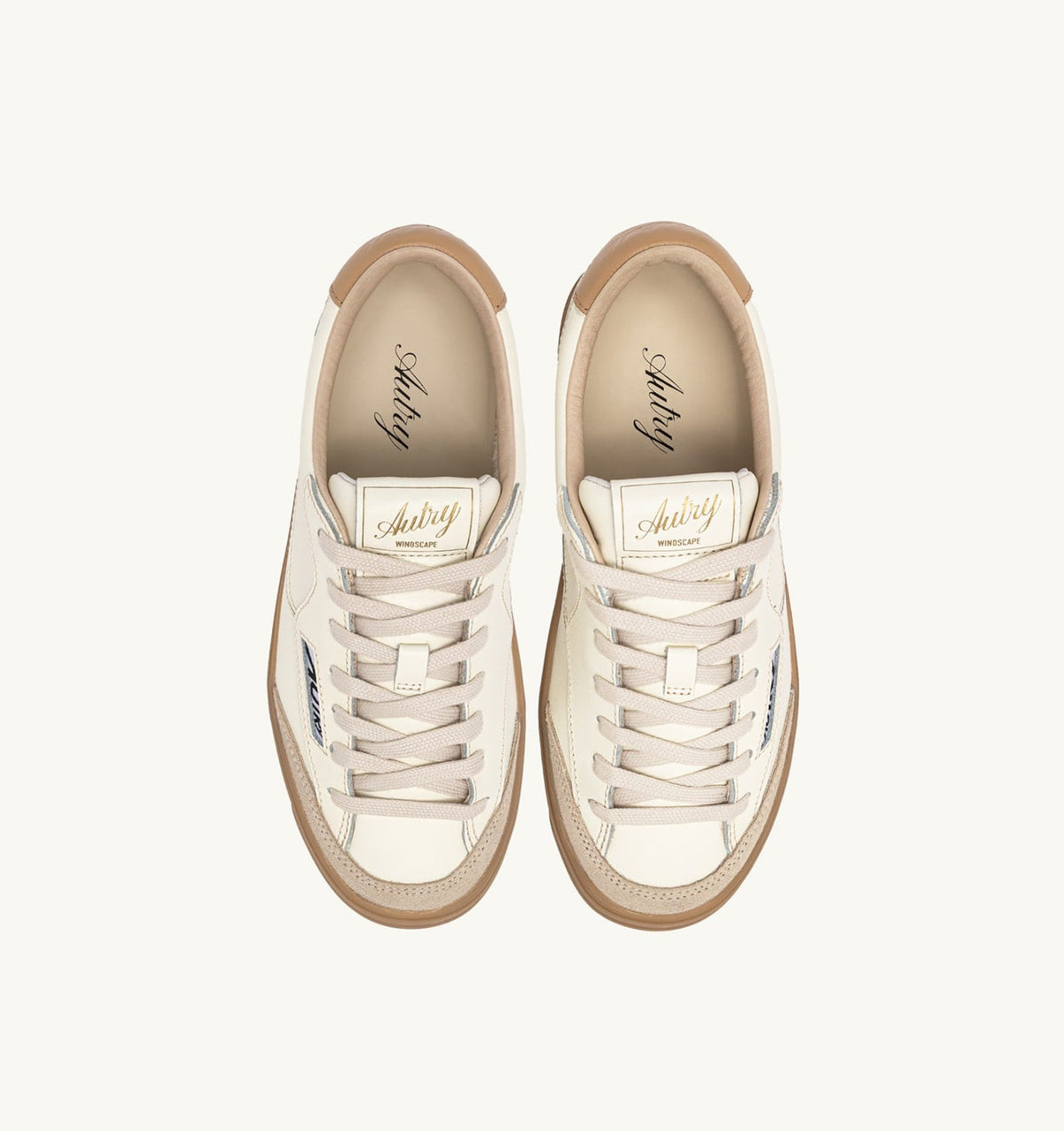 AUTRY Man WINDSCAPE LOW SNEAKERS IN MARSHMALLOW AND TAN LEATHER