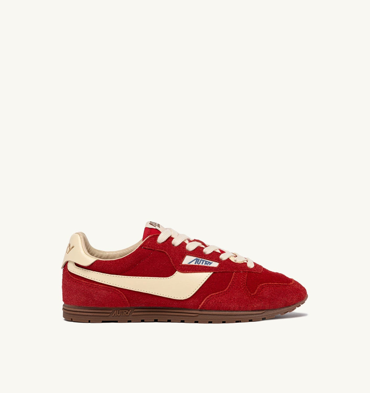 AUTRY Man WINDSPIN SNEAKERS IN RUBY AND RUTABAGA SUEDE AND LEATHER