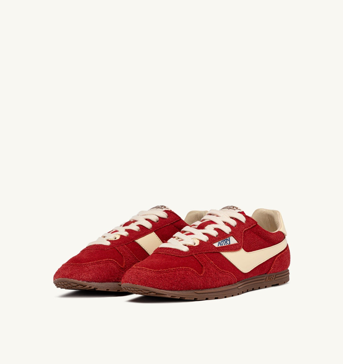 AUTRY Man WINDSPIN SNEAKERS IN RUBY AND RUTABAGA SUEDE AND LEATHER