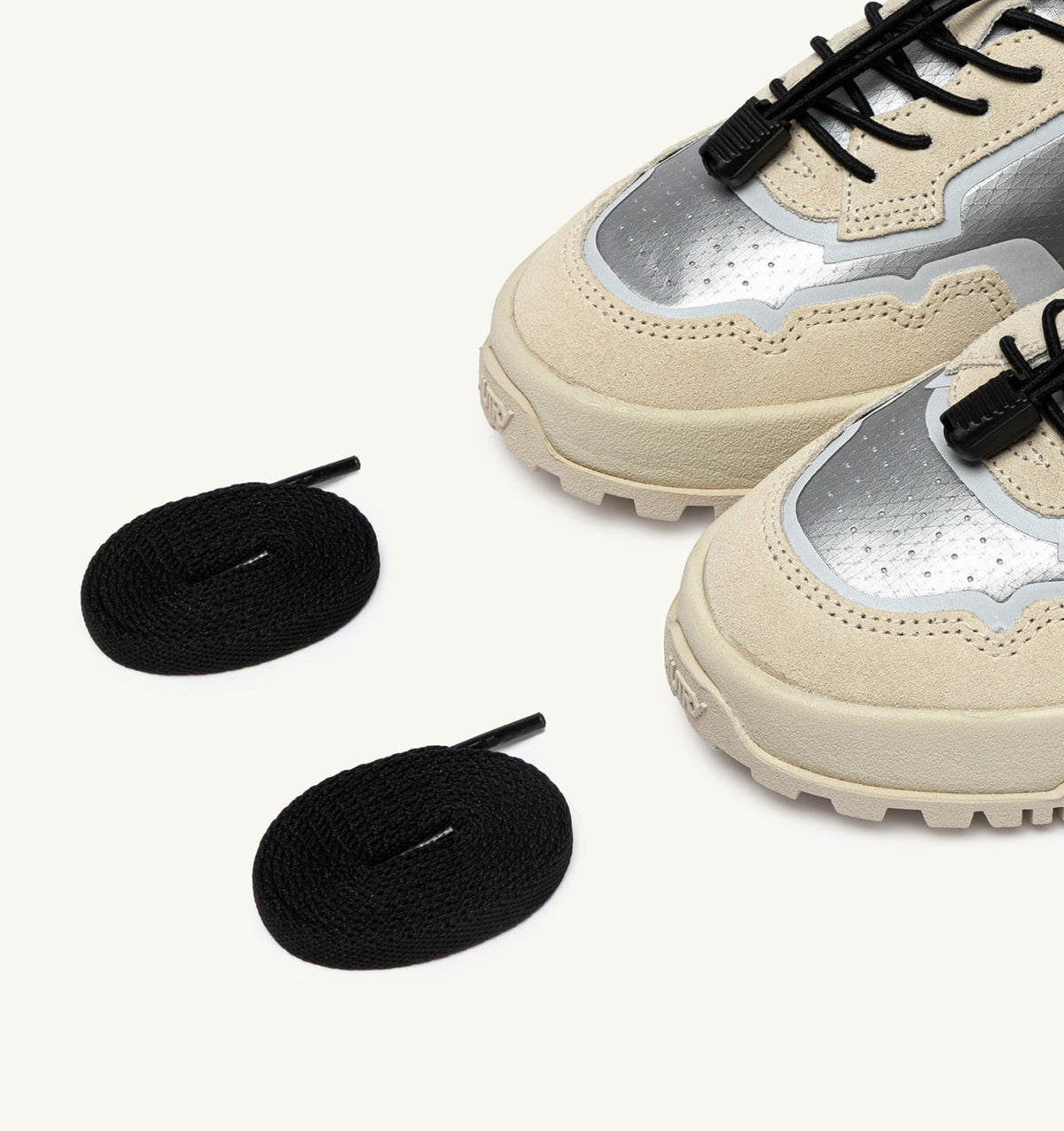 AUTRY Man WILDPACE LOW SNEAKERS IN WHITE AND SILVER FABRIC AND SUEDE