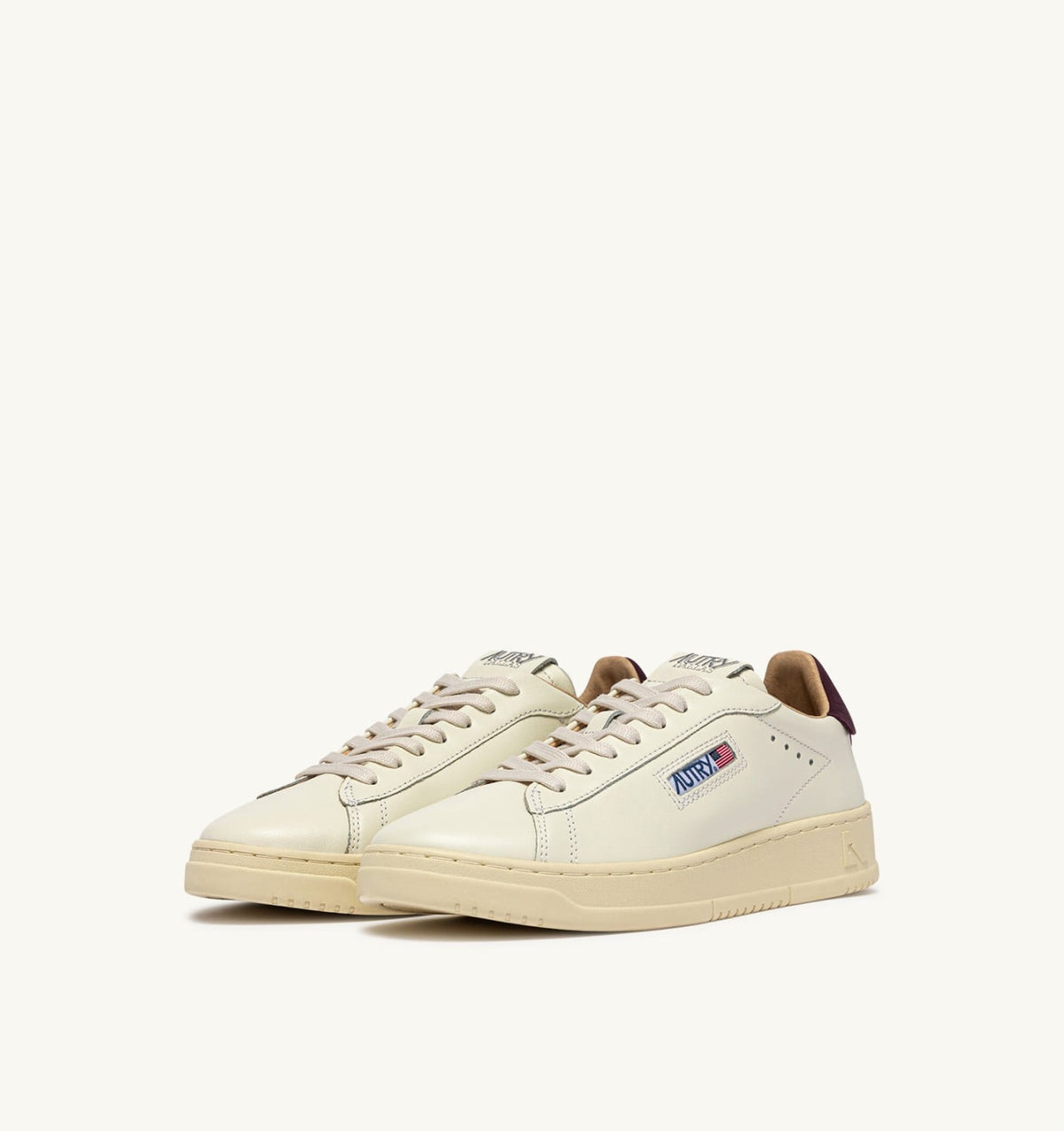 AUTRY Man DALLAS LOW SNEAKERS IN MARSHMALLOW AND FIG LEATHER