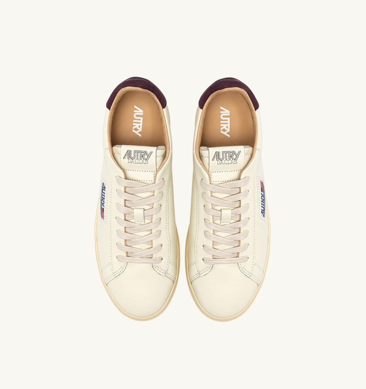 AUTRY Man DALLAS LOW SNEAKERS IN MARSHMALLOW AND FIG LEATHER