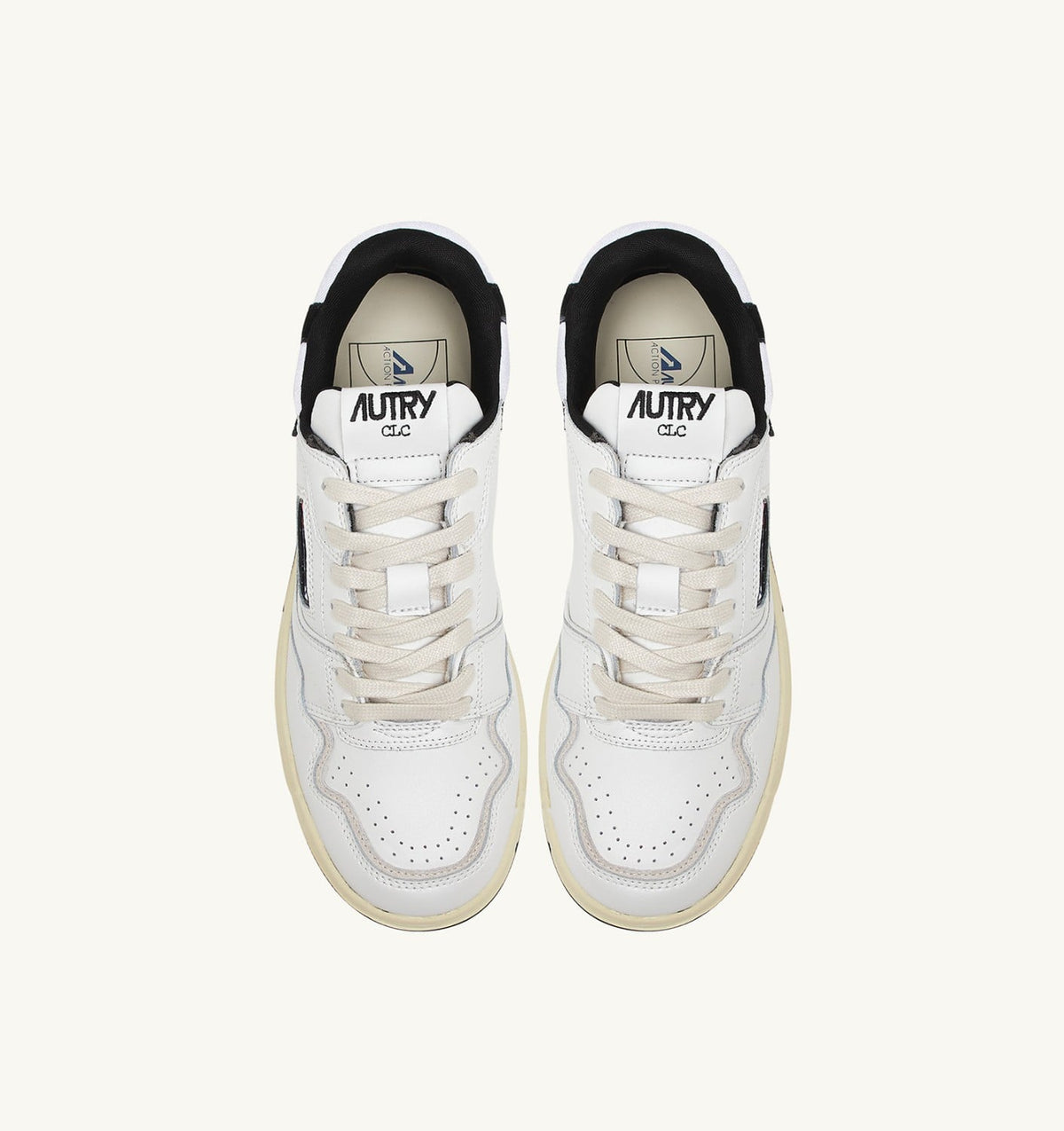 AUTRY Man CLC LOW SNEAKERS IN WHITE LEATHER AND BLACK SUEDE