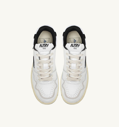 AUTRY Man CLC LOW SNEAKERS IN WHITE LEATHER AND BLACK SUEDE