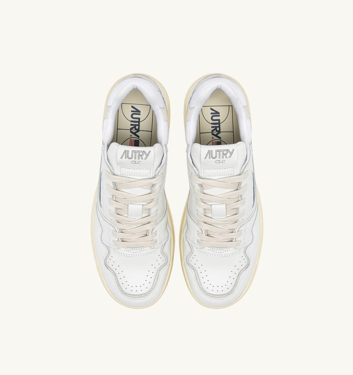AUTRY Man CLC LOW SNEAKERS IN WHITE AND SUEDE LEATHER