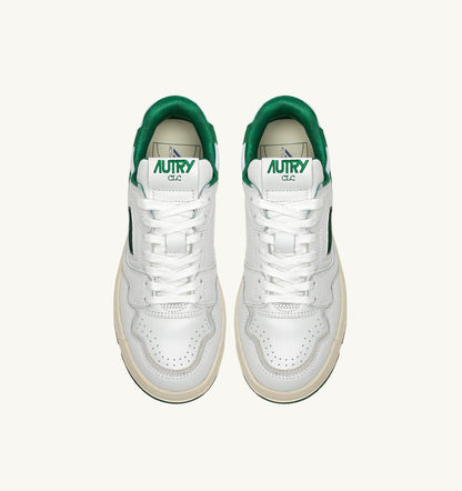 AUTRY Man CLC LOW SNEAKERS IN WHITE LEATHER AND AMAZON SUEDE