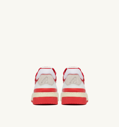 AUTRY Man SNEAKERS CLC LOW IN WHITE AND VIRGIN RED LEATHER