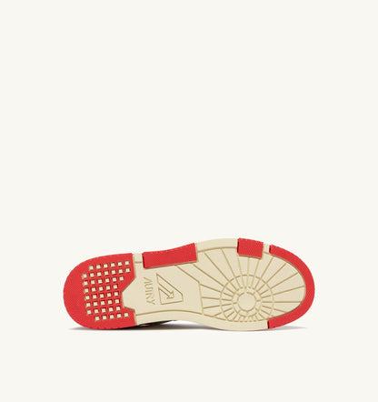 AUTRY Man SNEAKERS CLC LOW IN WHITE AND VIRGIN RED LEATHER