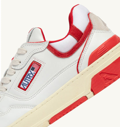 AUTRY Man SNEAKERS CLC LOW IN WHITE AND VIRGIN RED LEATHER