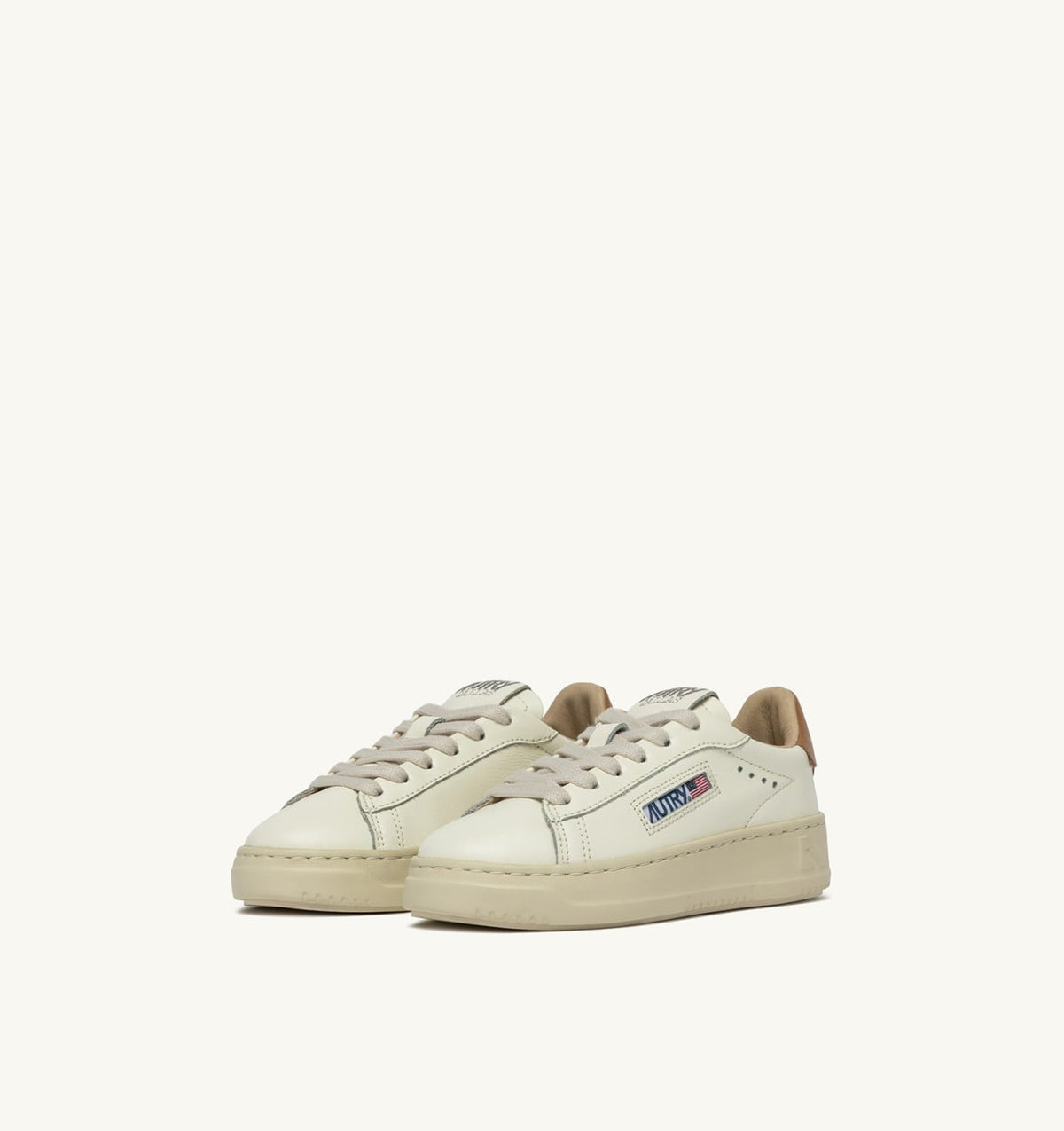 AUTRY Kid DALLAS KIDS KIDS LOW SNEAKERS IN LEATHER COLOR MARSHMALLOW AND BROWN SUGAR
