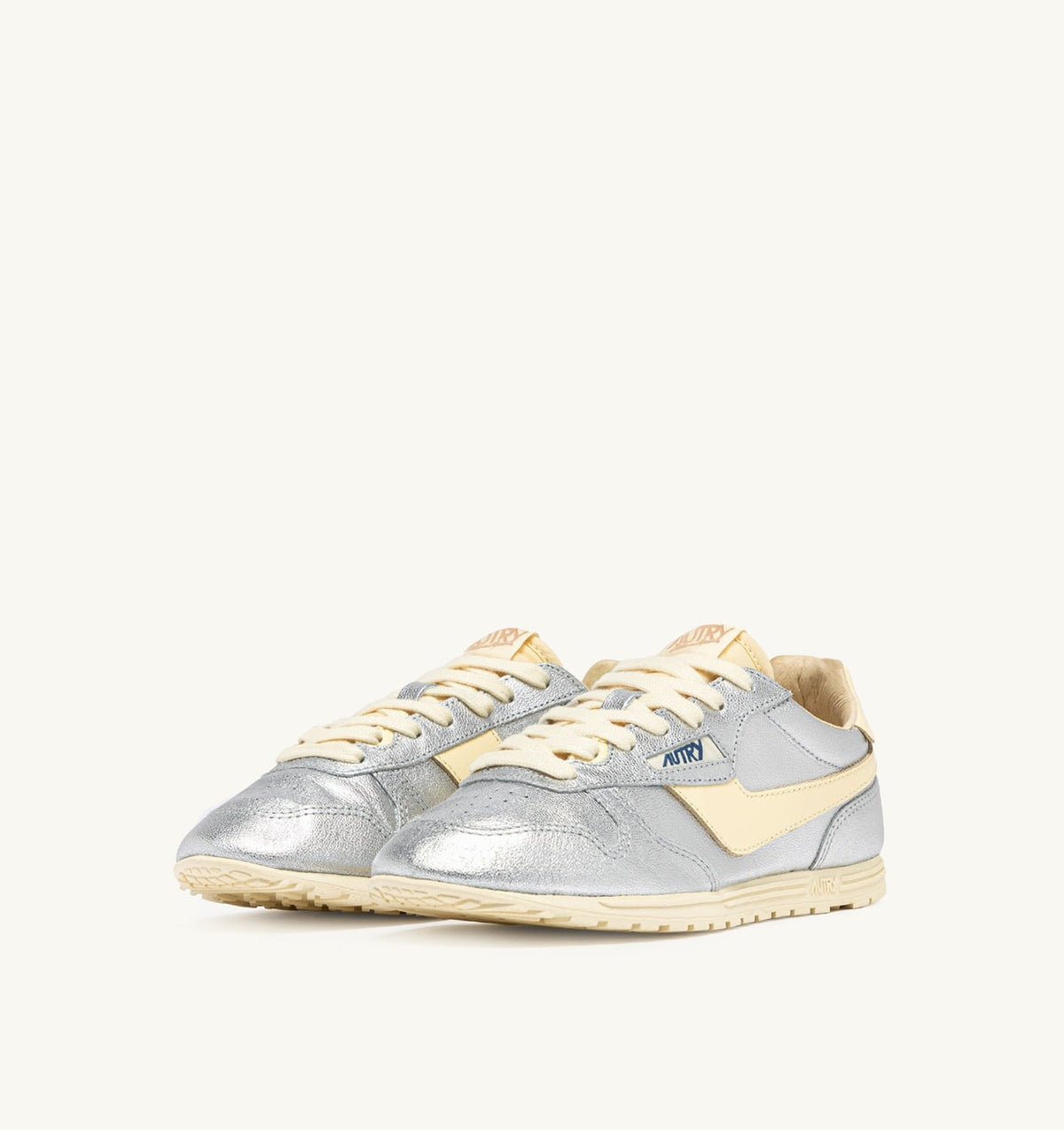 AUTRY Woman WINDSPIN SNEAKERS IN SILVER AND RUTABAGA SUEDE AND LEATHER