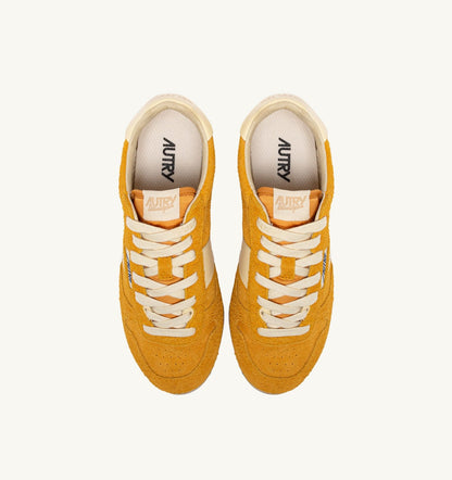 AUTRY Woman SNEAKERS WINDSPIN IN SUEDE AND LEATHER COLOR MINERAL YELLOW AND RUTABAGA