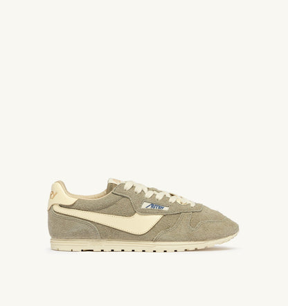 AUTRY Woman WINDSPIN SNEAKERS IN GRAY GREEN AND RUTABAGA SUEDE AND LEATHER