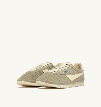 AUTRY Woman WINDSPIN SNEAKERS IN GRAY GREEN AND RUTABAGA SUEDE AND LEATHER