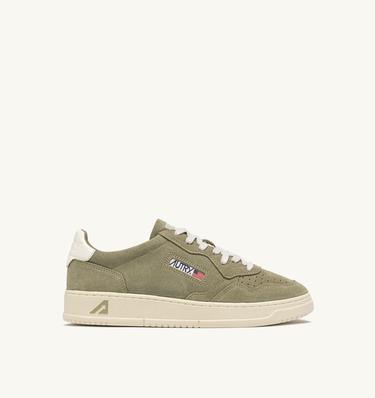 AUTRY Man MEDALIST LOW SNEAKERS IN GRAY GREEN AND WHITE SUEDE