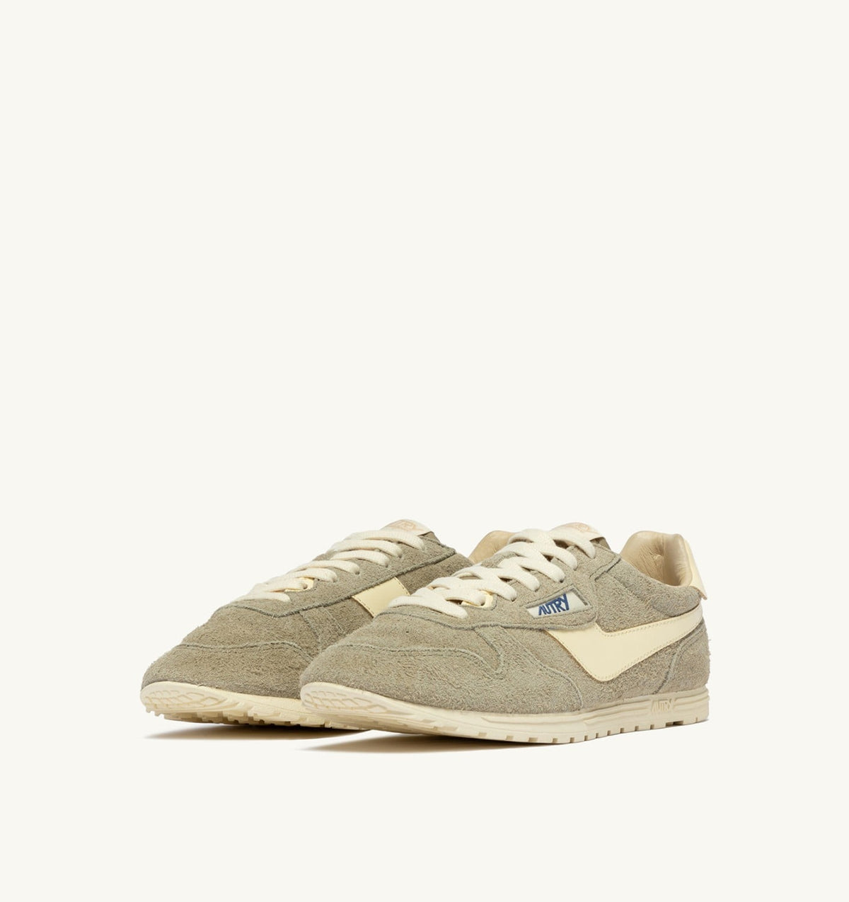 AUTRY Man WINDSPIN SNEAKERS IN GRAY GREEN AND RUTABAGA SUEDE AND LEATHER