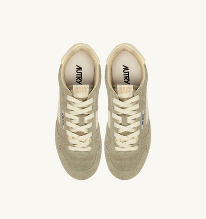 AUTRY Man WINDSPIN SNEAKERS IN GRAY GREEN AND RUTABAGA SUEDE AND LEATHER