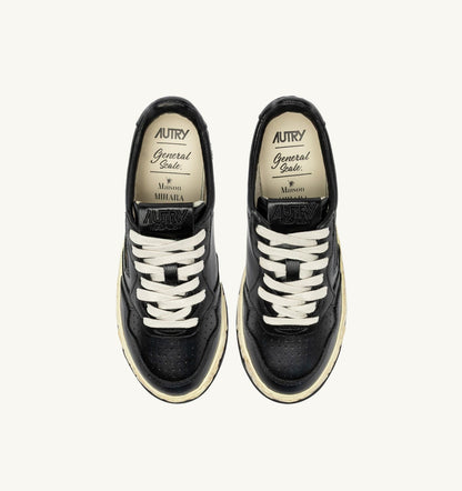 AUTRY Man MEDALIST LOW SUPER VINTAGE 'Autry x Maison MIHARA YASUHIRO General Scale.' SNEAKERS IN BLACK LEATHER