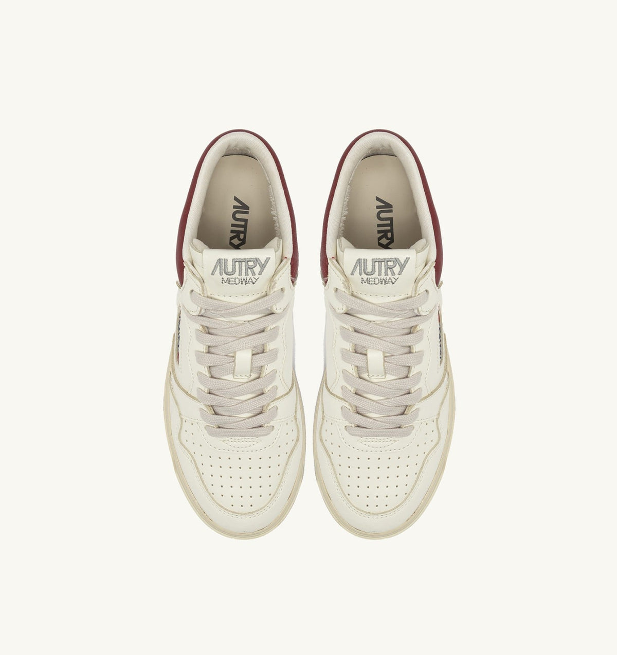 AUTRY Man MED-WAY SNEAKERS IN LEATHER COLOR MARSHMALLOW AND SYRAH