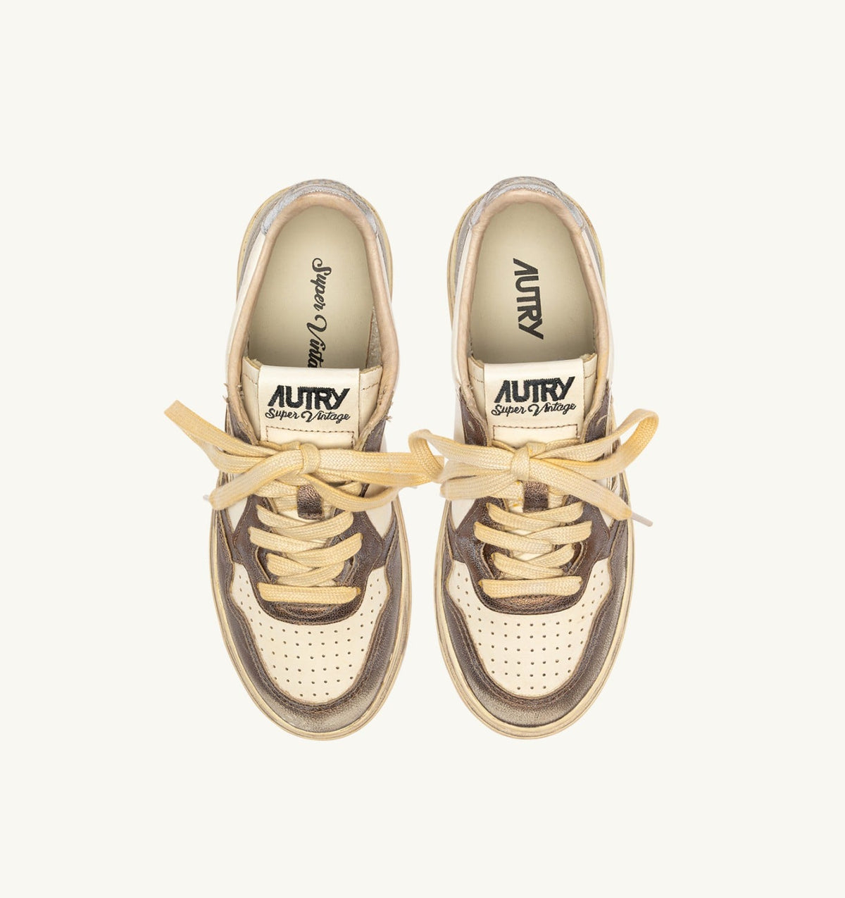 AUTRY Woman MEDALIST LOW SUPER VINTAGE SNEAKERS IN CHOCOLATE AND SILVER LEATHER