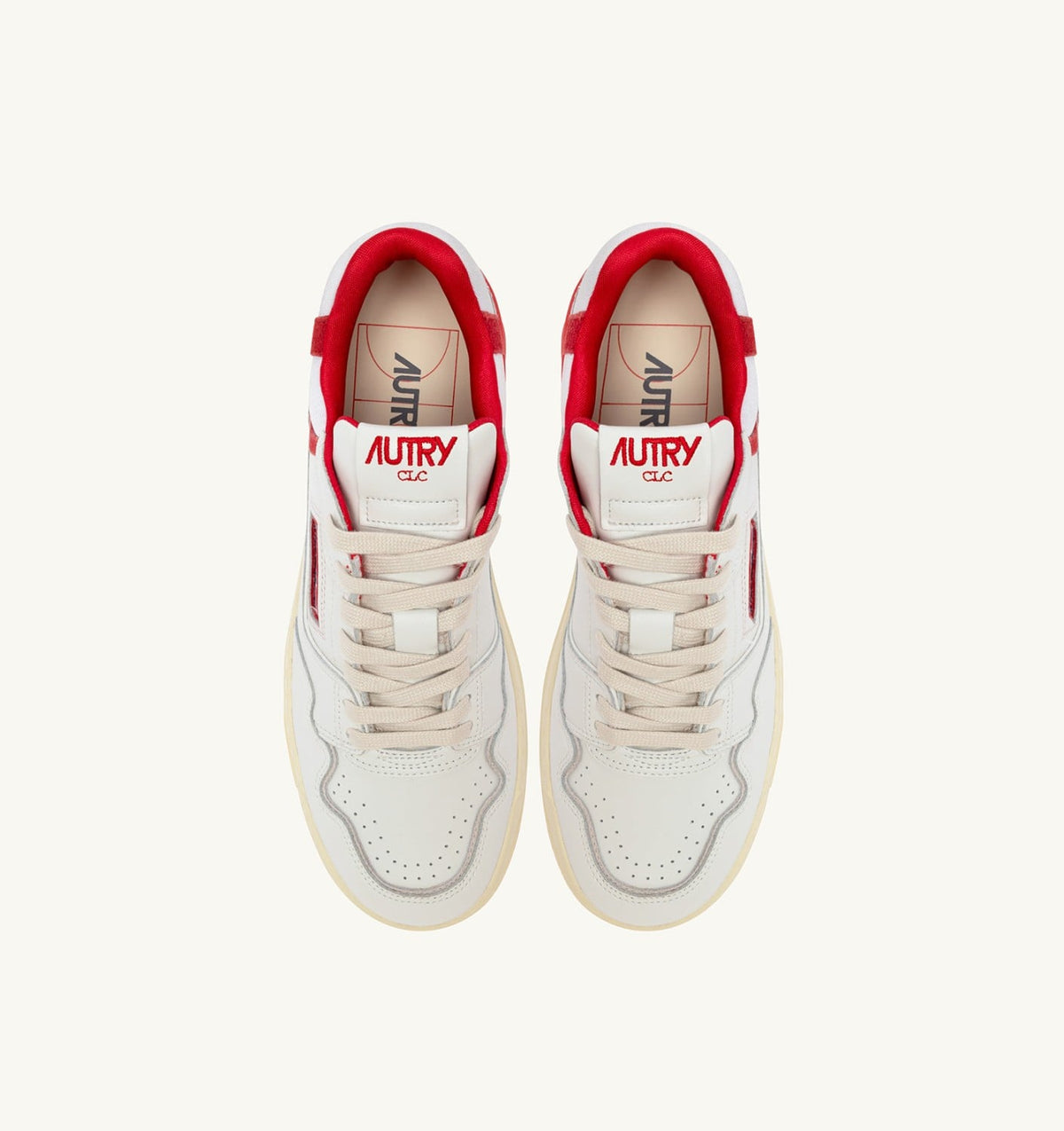 AUTRY Woman SNEAKERS CLC LOW IN WHITE LEATHER AND RED VIRGIN