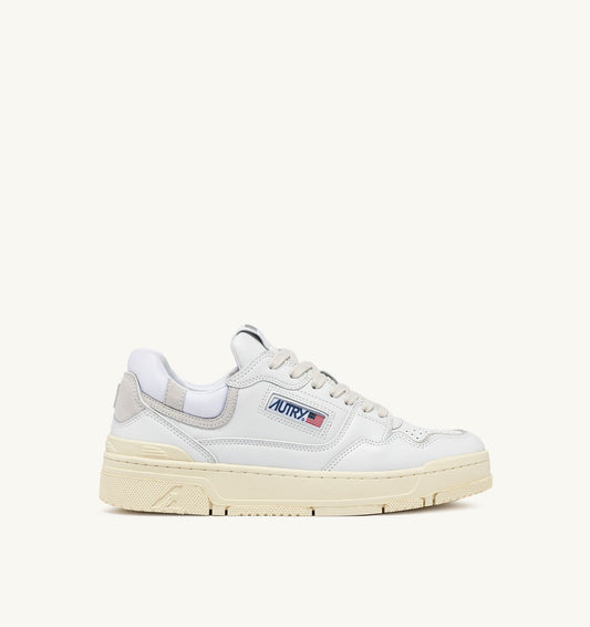 AUTRY Woman CLC LOW SNEAKERS IN WHITE LEATHER AND SUEDE