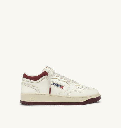 AUTRY Woman MED-WAY SNEAKERS IN LEATHER COLOR MARSHMALLOW AND SYRAH