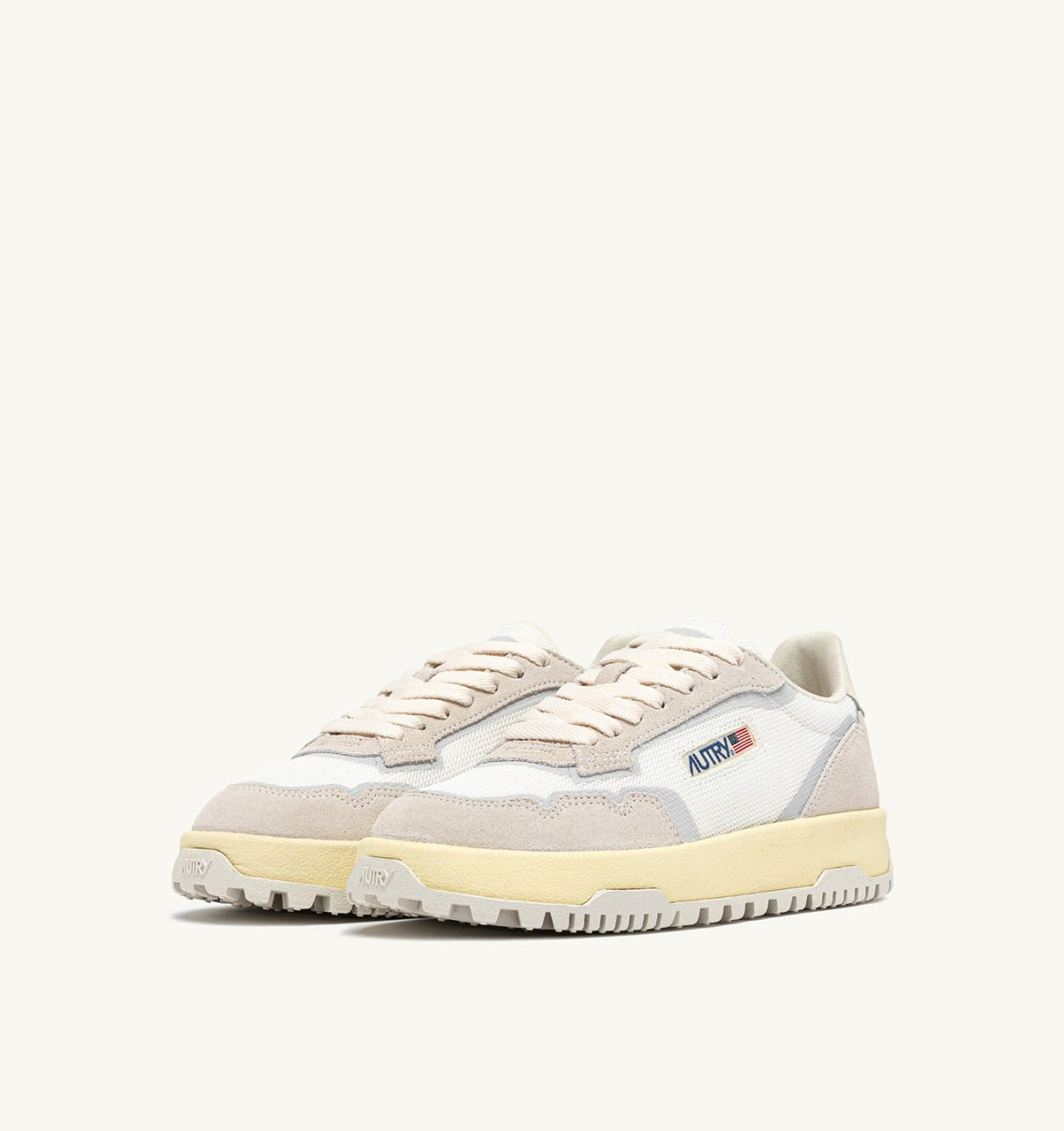 AUTRY Woman WILDPACE LOW SNEAKERS IN WHITE AND MARSHMALLOW DRAGON MESH AND SUEDE