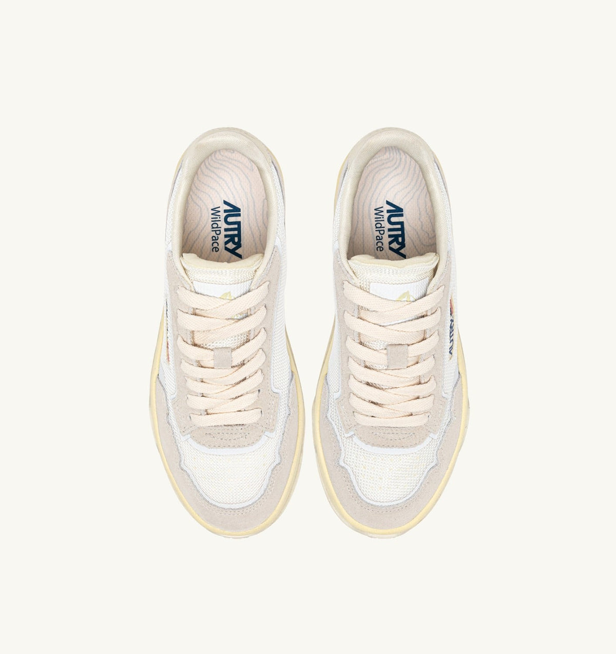 AUTRY Woman WILDPACE LOW SNEAKERS IN WHITE AND MARSHMALLOW DRAGON MESH AND SUEDE