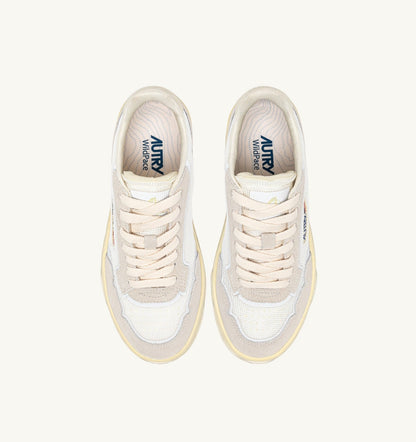 AUTRY Woman WILDPACE LOW SNEAKERS IN WHITE AND MARSHMALLOW DRAGON MESH AND SUEDE