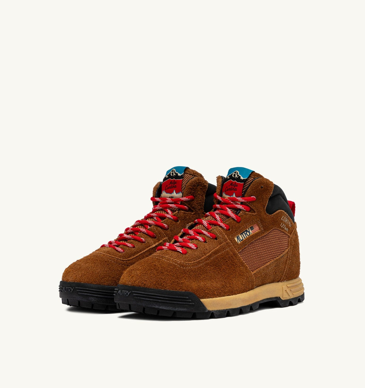 AUTRY Woman MALGA CORTINA IN CHESTNUT AND FLAME SCARLET SUEDE